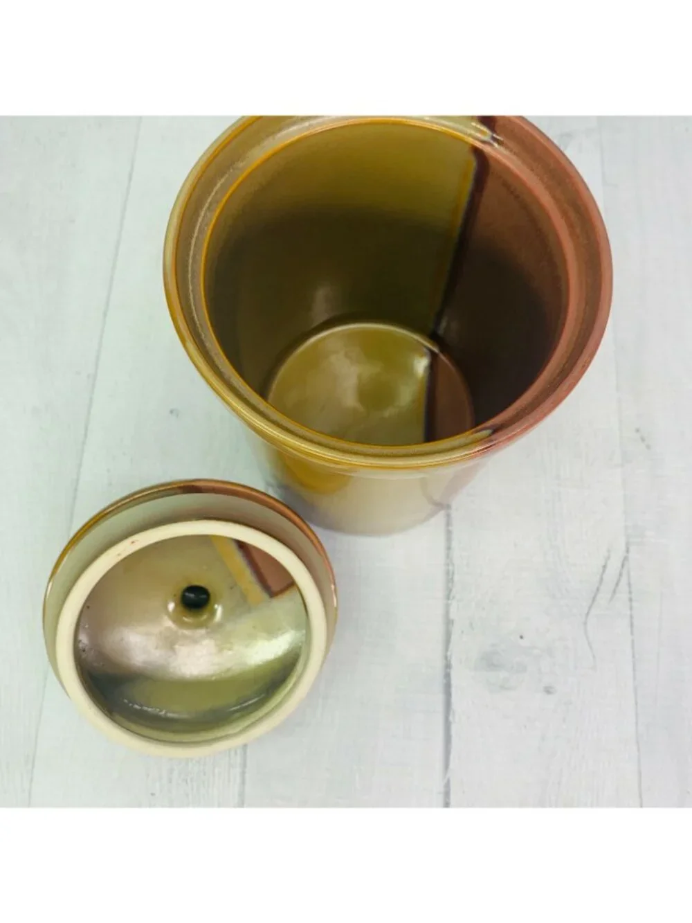 Sango GOLD DUST SIENNA 5039 Beige Tan Color Blocks Tea Coffee Lidded Canister